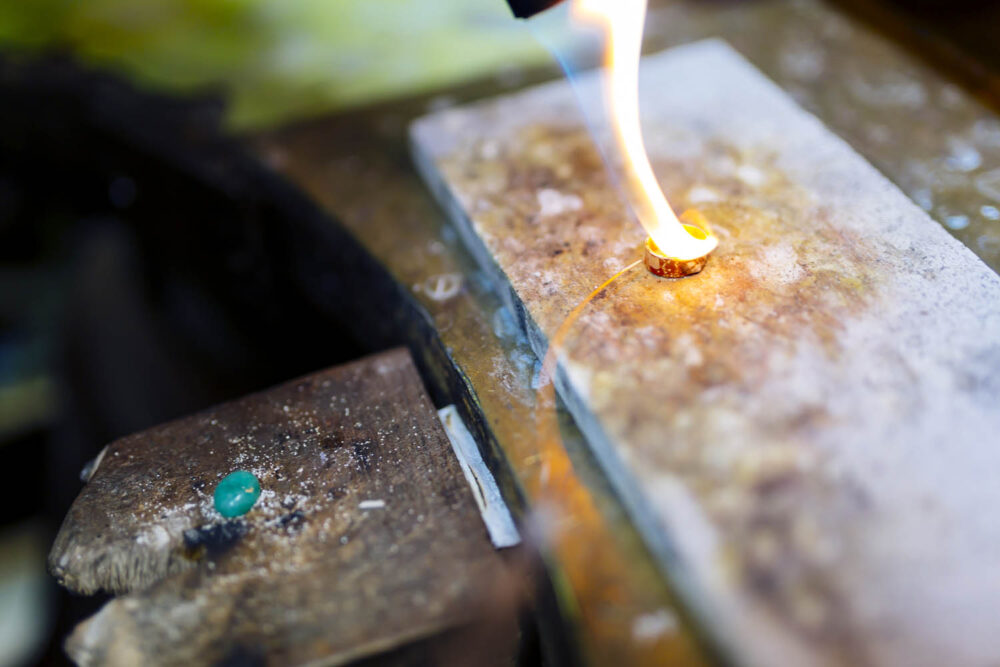 Goldsmith working on a ring