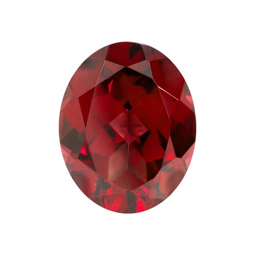 Natural,Garnet,Oval,Facet,On,A,White,Background,Isolate